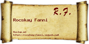 Rocskay Fanni névjegykártya